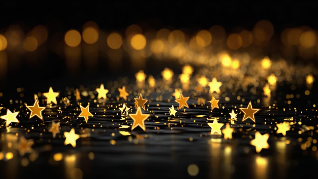 A Magical Display of Golden Stars Reflecting on Water, Creating a Dazzling Nighttime Scene Filled with Sparkle and Enchantment