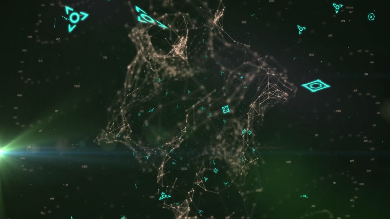 어두운 배경에서 qr 코드와 데이터 처리의 애니메이션