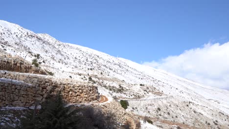 majdal shams y el monte hermon en un invierno nevado