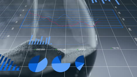 animation of data processing and diagrams over hourglass