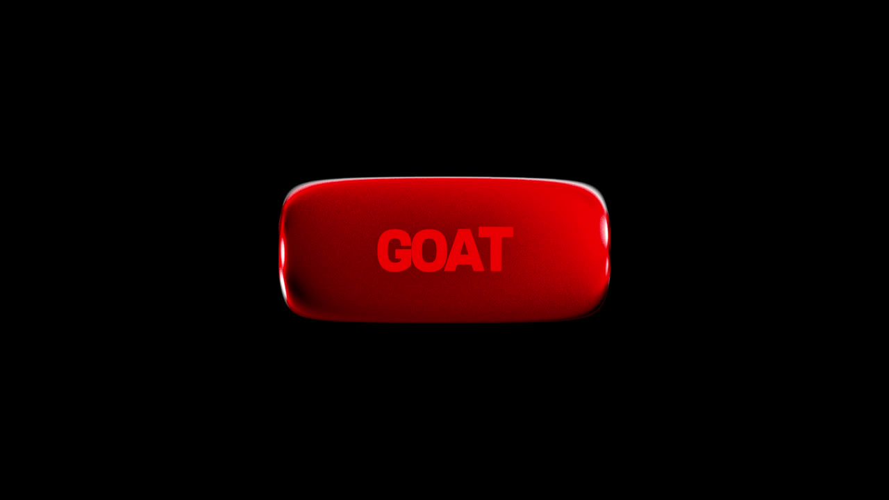 Animated Red Button with 'Go' Text Changing to 'GOAT'