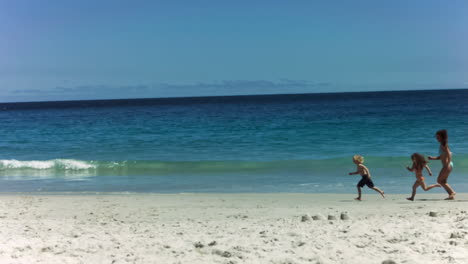 family running together in slow motion