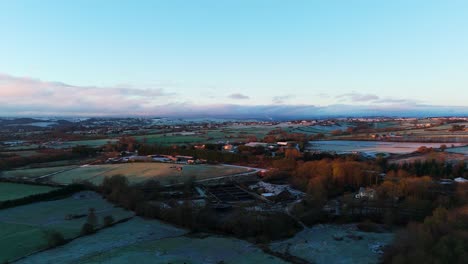 daybreak on a very cold winters morning in yorkshire, uk
