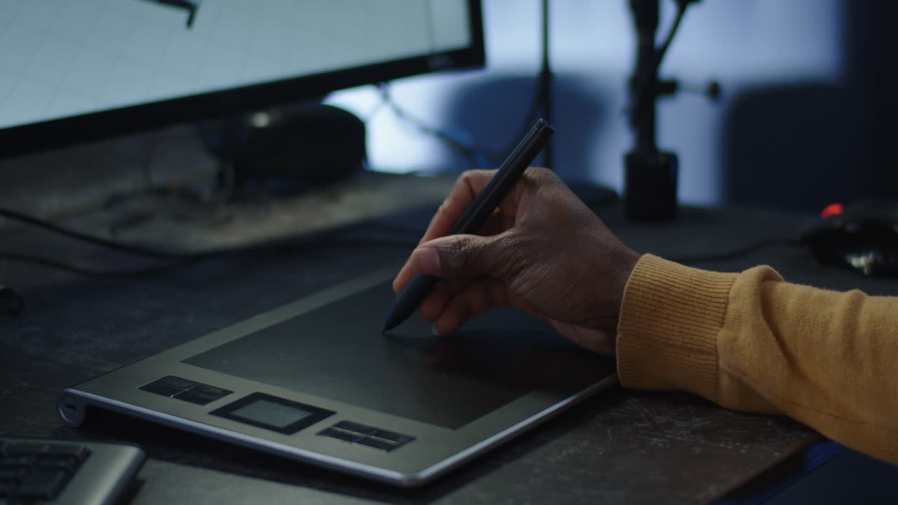 Person using a graphic tablet