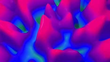 las colinas o picos cambian suavemente en ciclo. 4k abstracto en bucle fantástico fondo con gradiente de color líquido y material de brillo interno. fantástico paisaje cambiante. hermosas transiciones de color