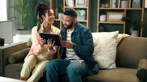 couple using tablet at home