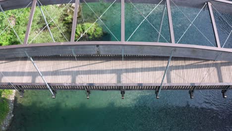 dronel view of the serio  river and old bridge. val seriana, bergamo.