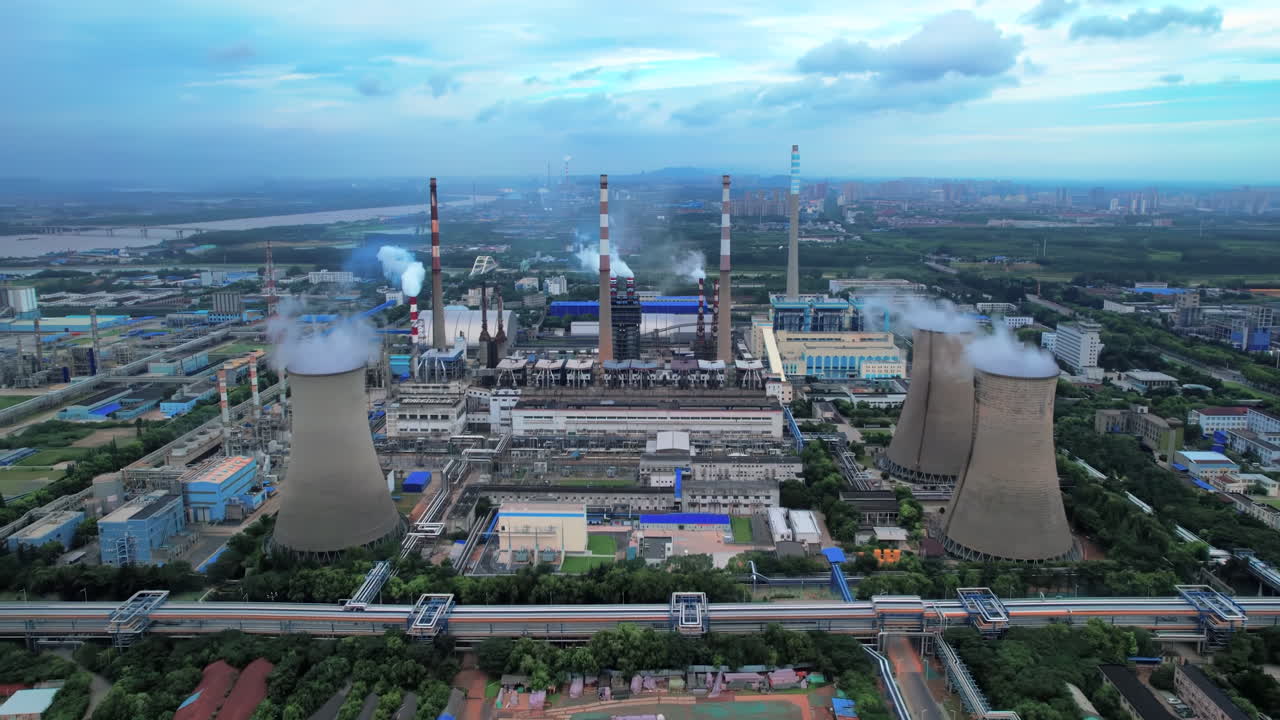 Aerial View of a Large Power Plant in China