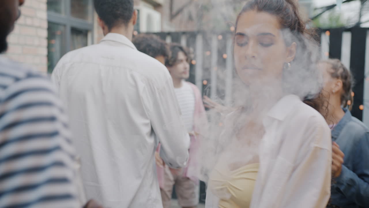 Diverse group of friends enjoying a summer party