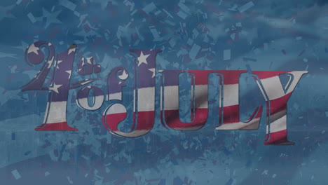 animation of 4th july text over blue background