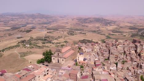 aerial view of calascibetta, a city in the province of enna, sicily, italy