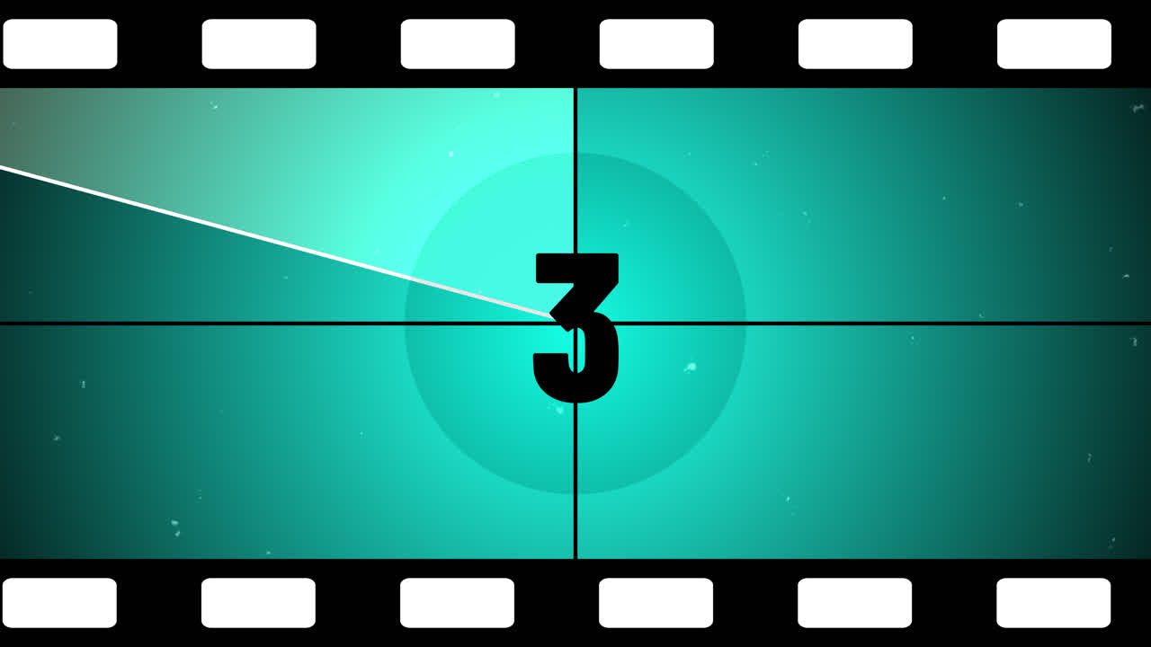 Retro Film Countdown with Numbers on Teal Background