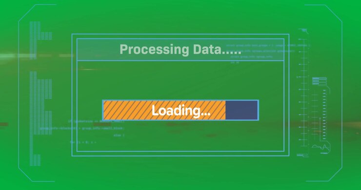 Digital Loading Bar Progressing on Green Screen Background