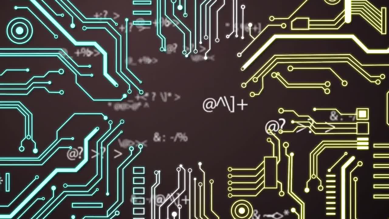 animación de la interfaz digital con iconos y procesamiento de datos. tecnología de red informática global
