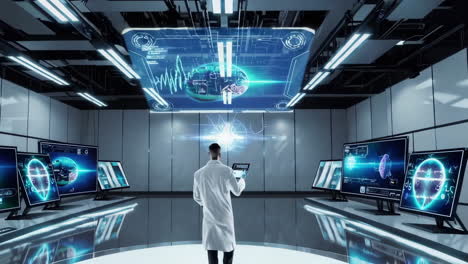 futuristic medical research laboratory