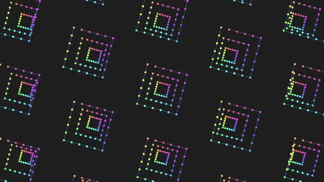 Digital-seamless-rainbow-cubes-pattern-with-neon-dots-on-black-gradient