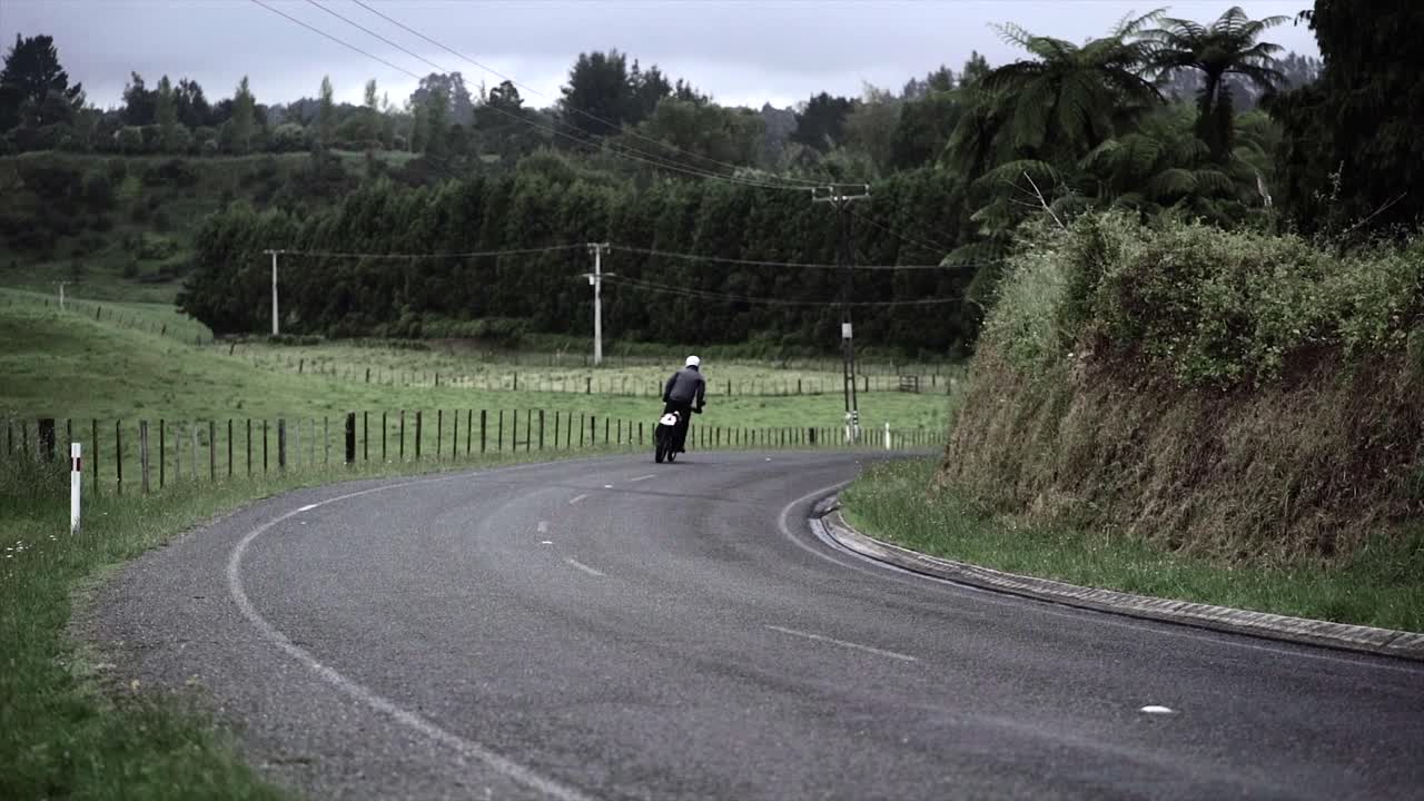 Motorcycle on a winding country road