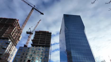 construction of new high-rise buildings in progress along boompjes street in rotterdam, netherlands