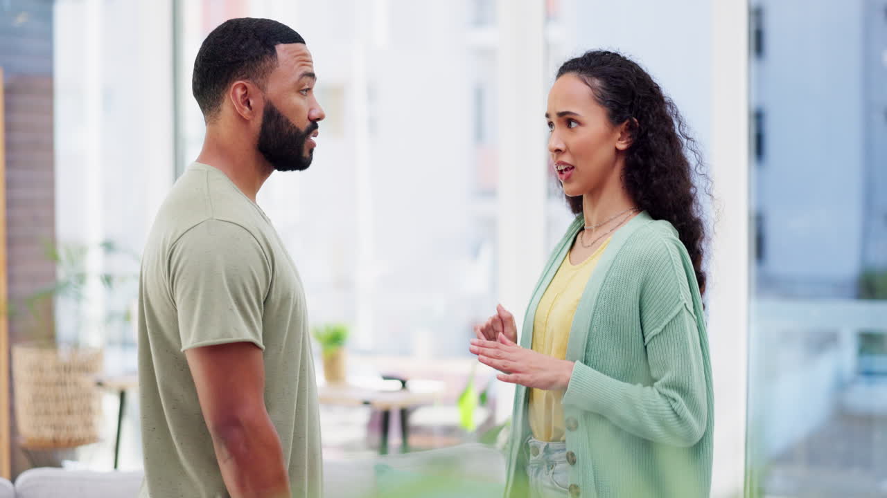 Couple, angry in fight and problem
