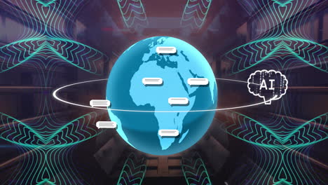 animación de un procesamiento de datos en todo el mundo