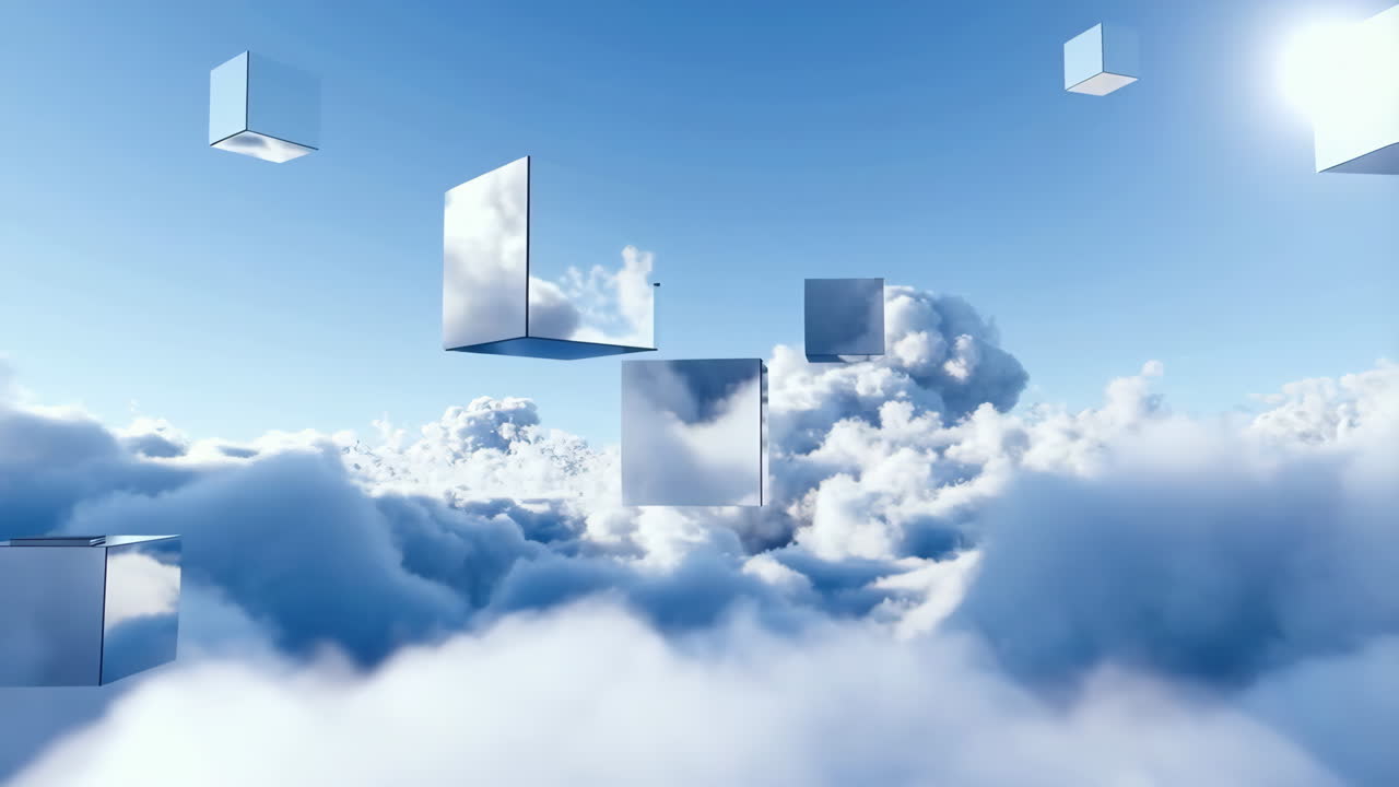 Floating Metallic Cubes Above a Sea of Clouds