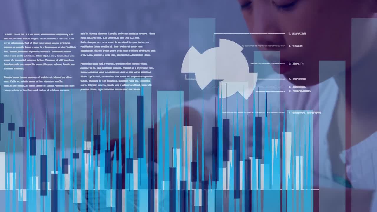 procesamiento de datos estadísticos sobre una chica asiática que usa una computadora portátil en la clase en la escuela