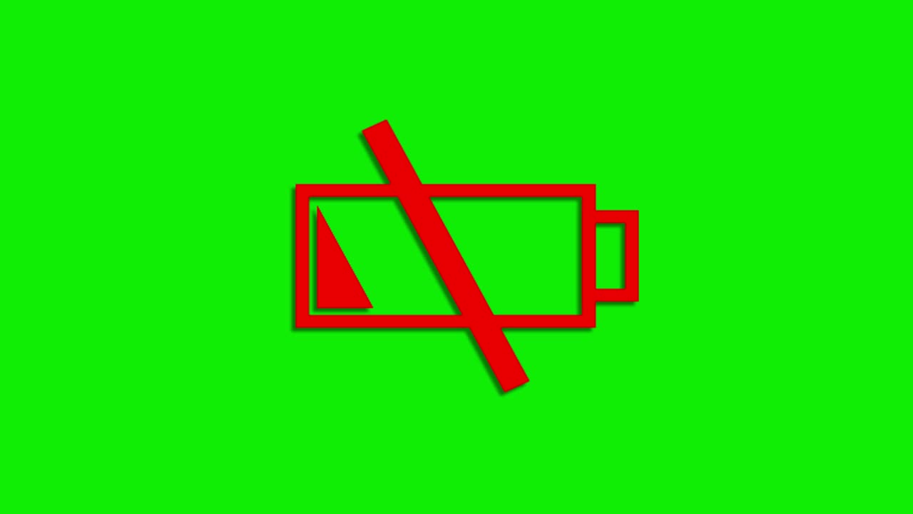Blinking Low Battery Symbol on Green Screen