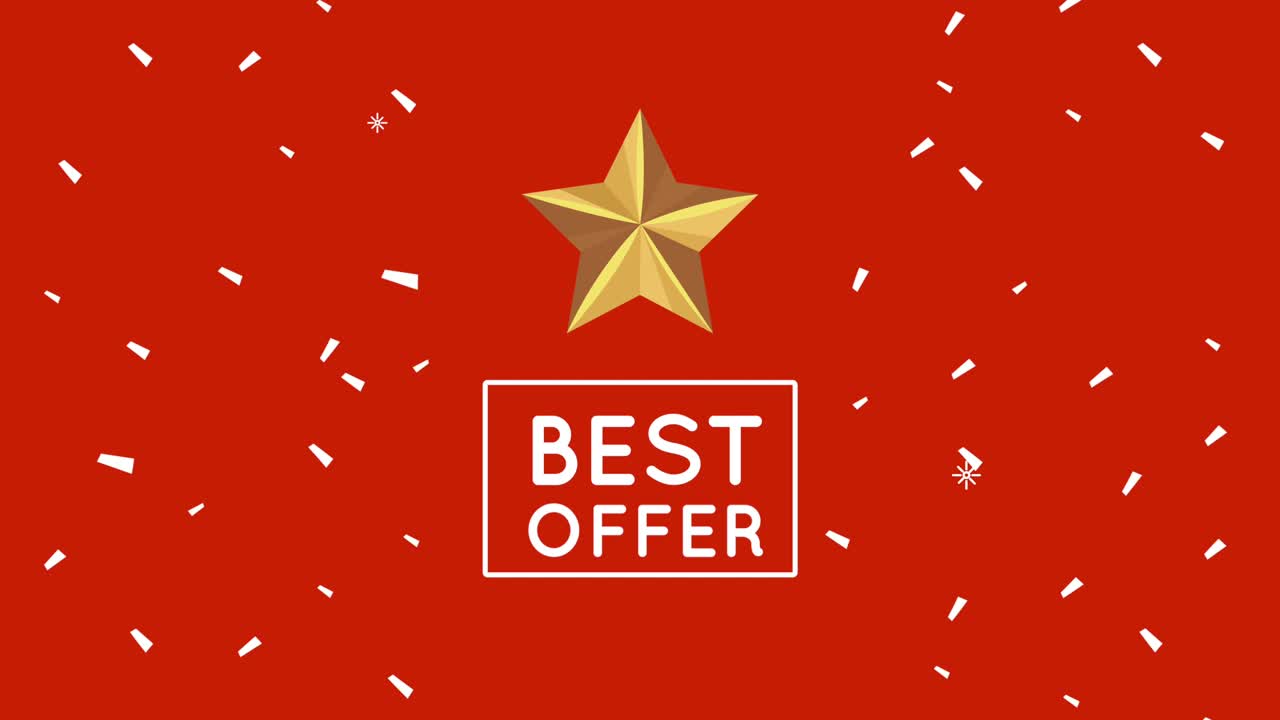 best offer sale poster animation with golden star