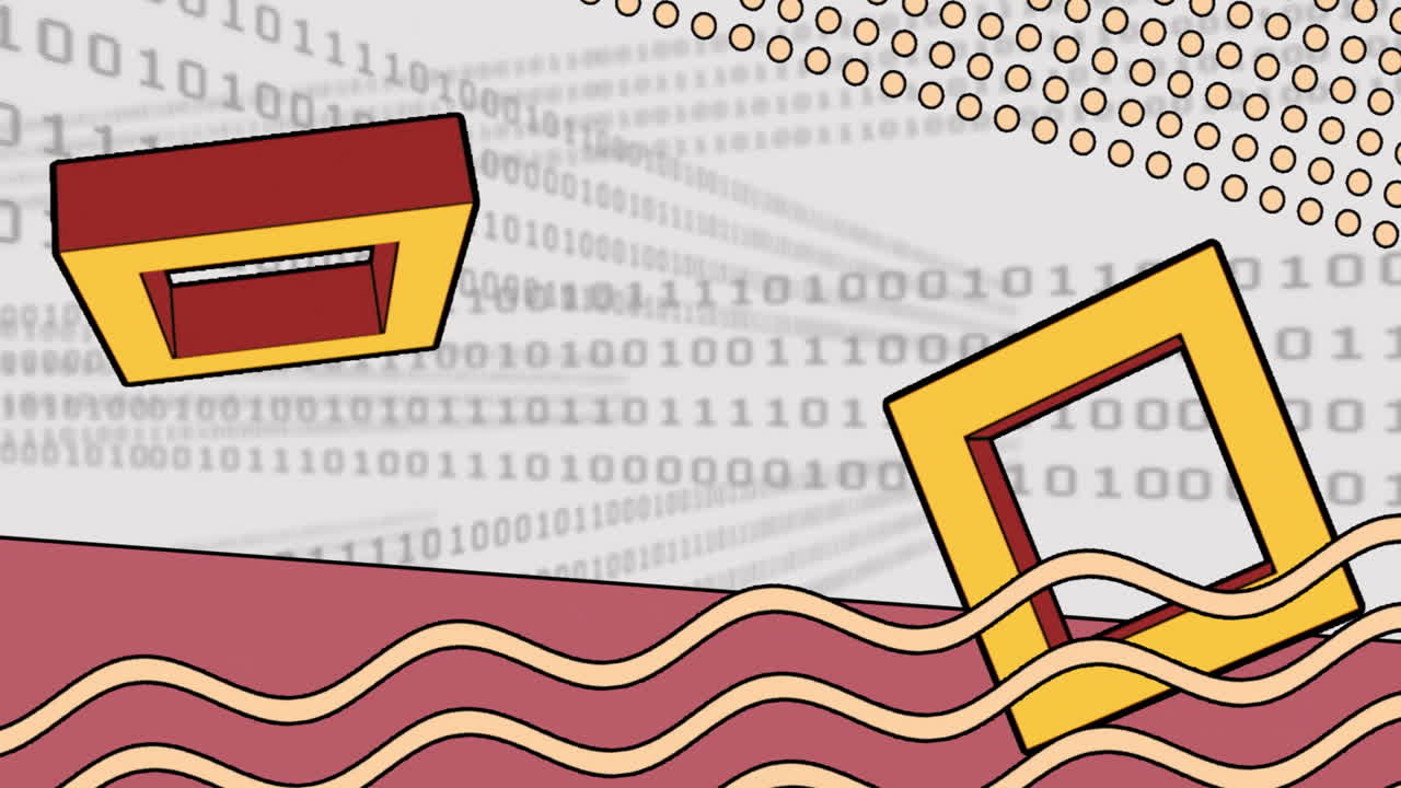 Creating dynamic design, abstract geometric shapes and binary code with animation