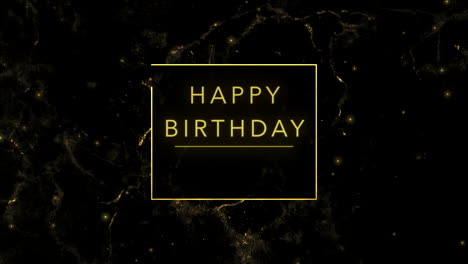 happy birthday with flying gold confetti