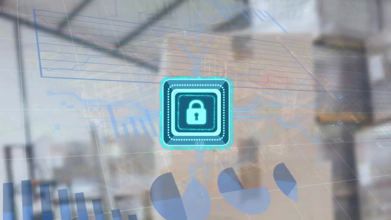 animación de un candado digital sobre el procesamiento de datos