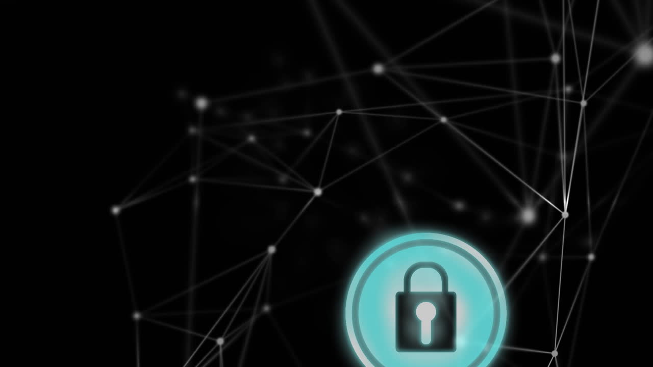 animación de redes de conexiones con iconos de candados de seguridad en línea