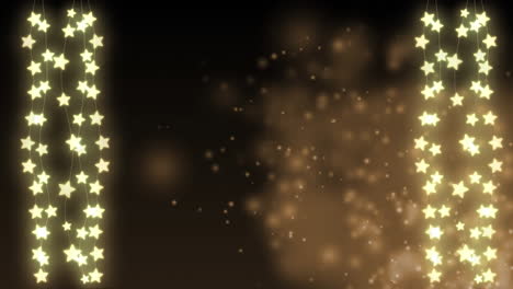 animación de estrellas de luz colgantes con brasas brillantes flotando en un fondo oscuro