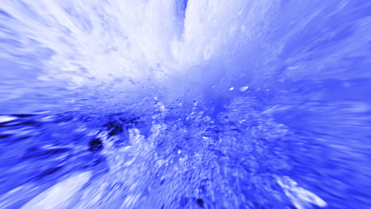 Slow Motion Blue Abstract Swirling Water Droplets with Storm Style Cloud Formation. Organic Particles Motion Graphics. Wallpaper Background Illustrative Asset.