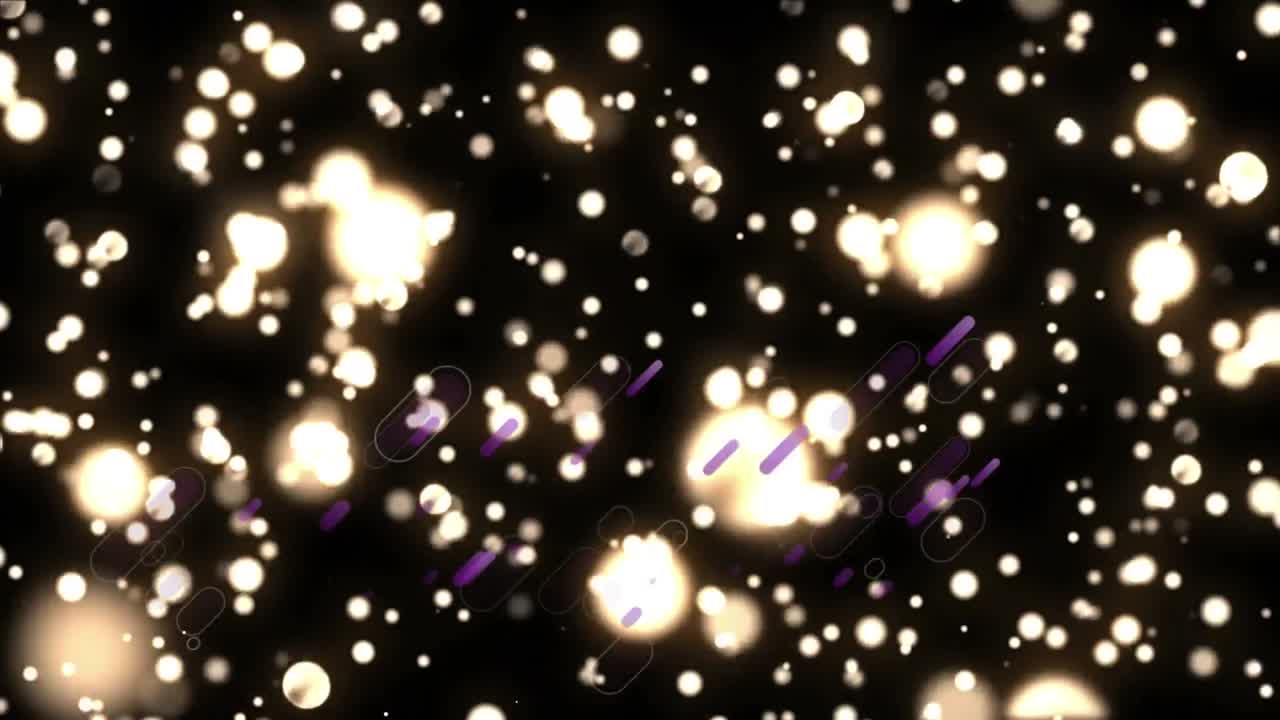 Animation of abstract pattern over floating illuminated dots over black background
