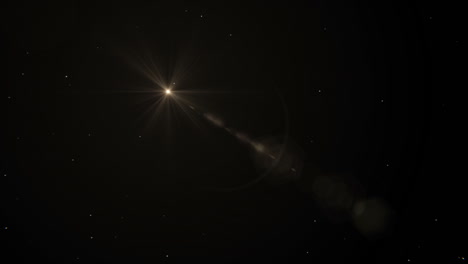 a vfx shot of deep space with stars, planets and lens flare