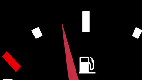 animación de primer plano del medidor de combustible que se mueve sobre un fondo negro