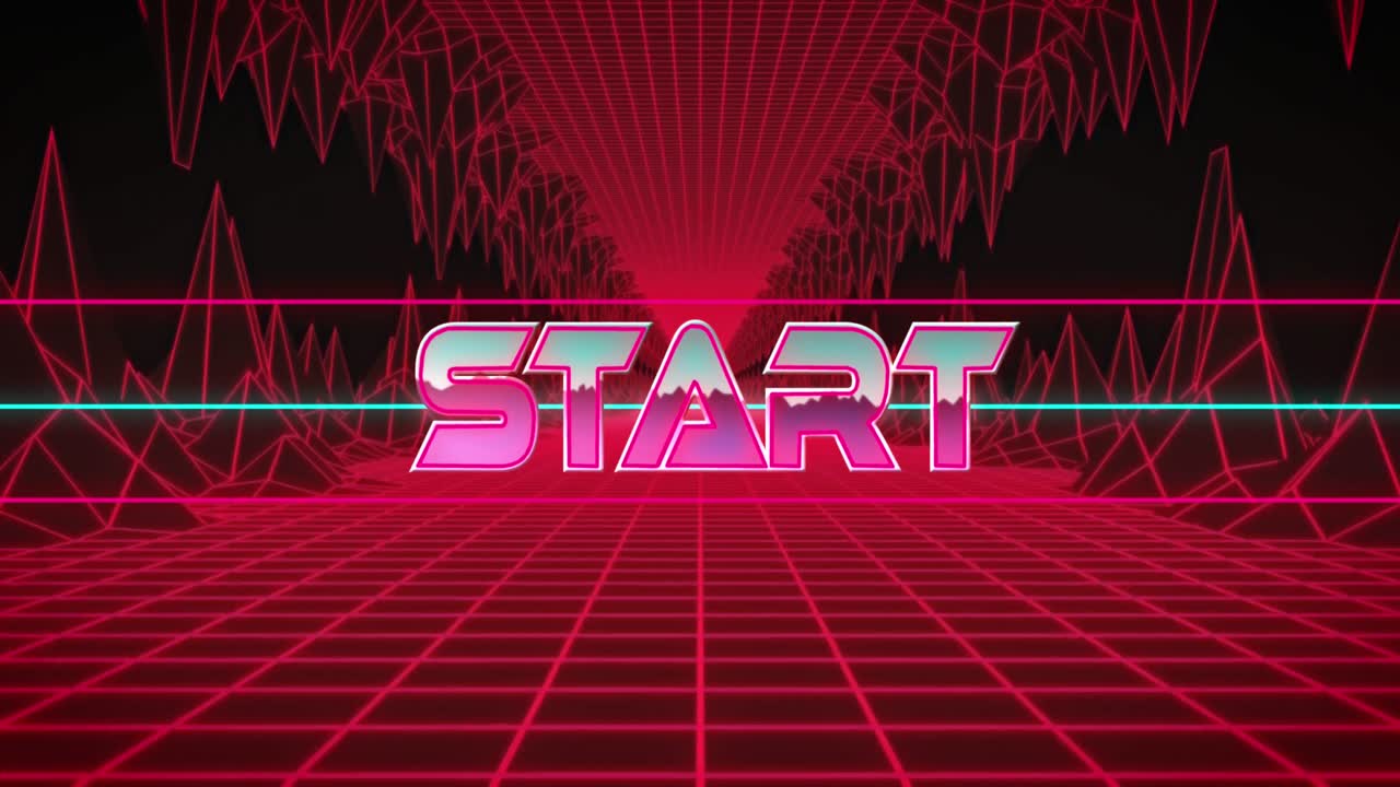 디지털 터널을 통해 시작 텍스트의 애니메이션