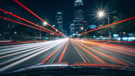 dynamic night driving in the urban cityscape
