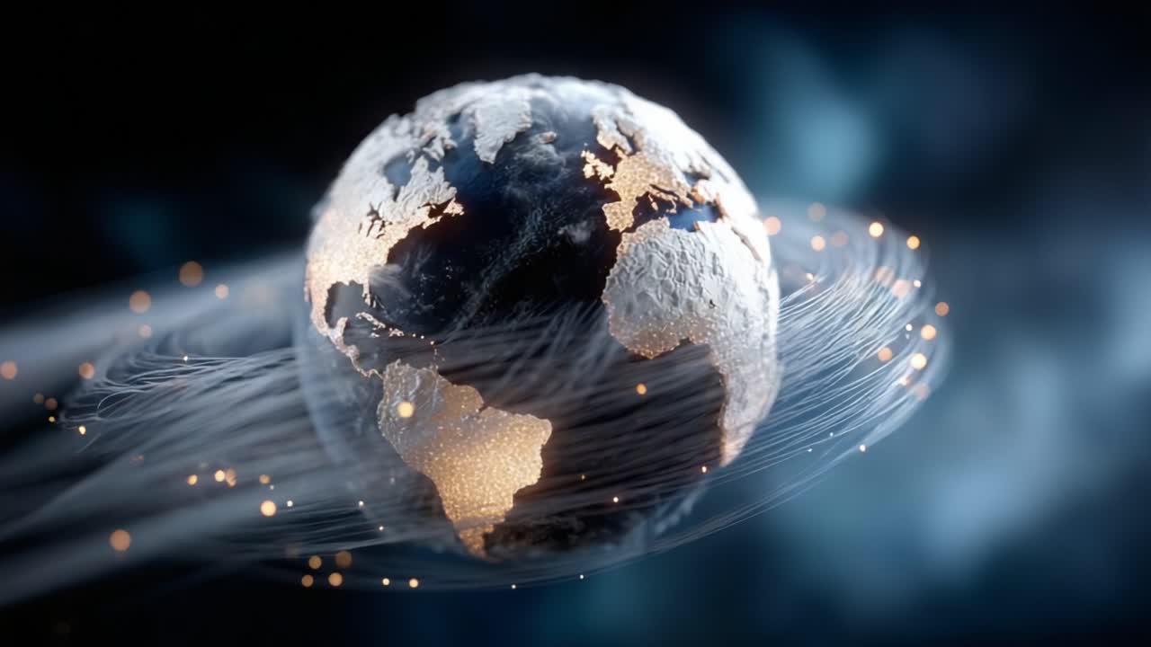 A Stunning Visual Representation of Earth Showcasing Atmospheric Dynamics and Global Interconnectivity with Exquisite Details of Continents and Lights