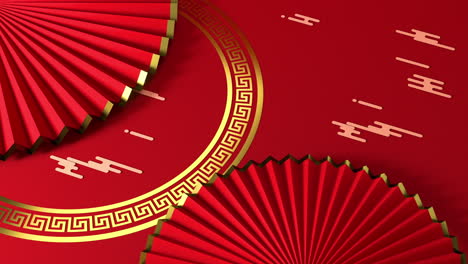 red chinese style fan, traditional decoration, 3d rendering.