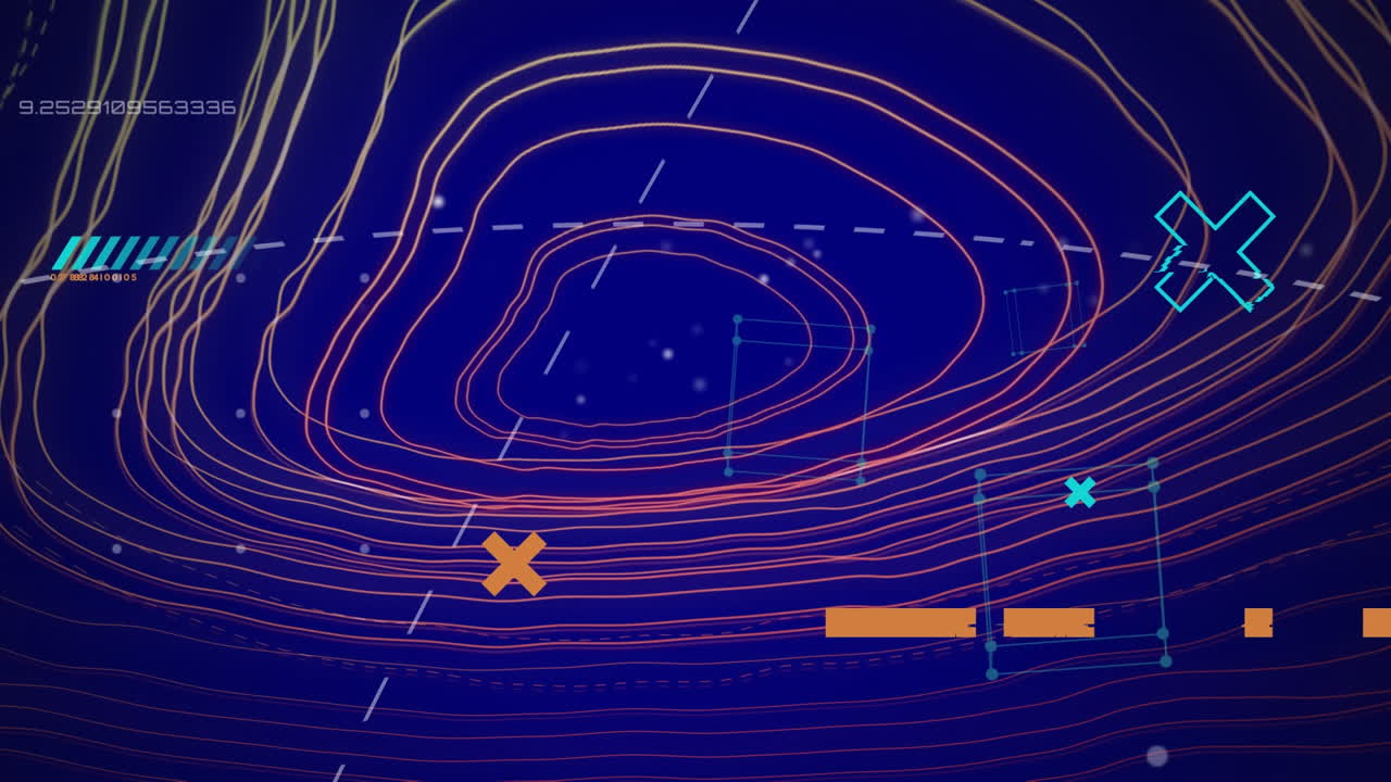 Data processing over topography against blue background