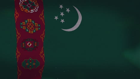 la bandera nacional de turkmenistán ondeando