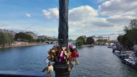 love locks on the pont des arts bridge in paris