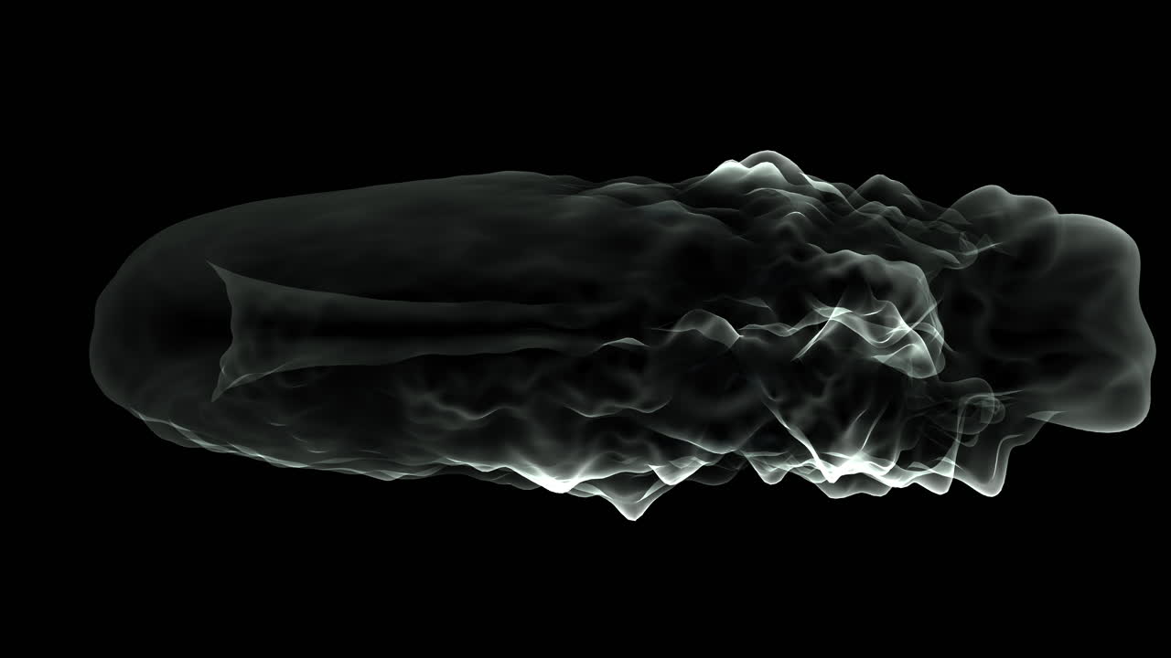Visualizzazione astratta di un'anomalia gassosa o anima digitale alla deriva in un vuoto oscuro. Ideale per introduzioni sci-fi, temi mistici e concetti psicologici