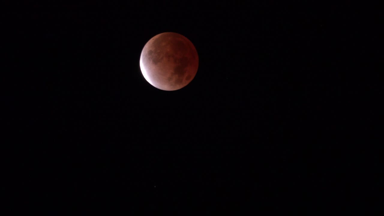 Blood Moon Lunar Eclipse in Dark Night Sky