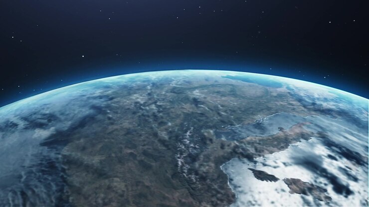 Geanimeerde VFX aarde met atmosfeer en horizon