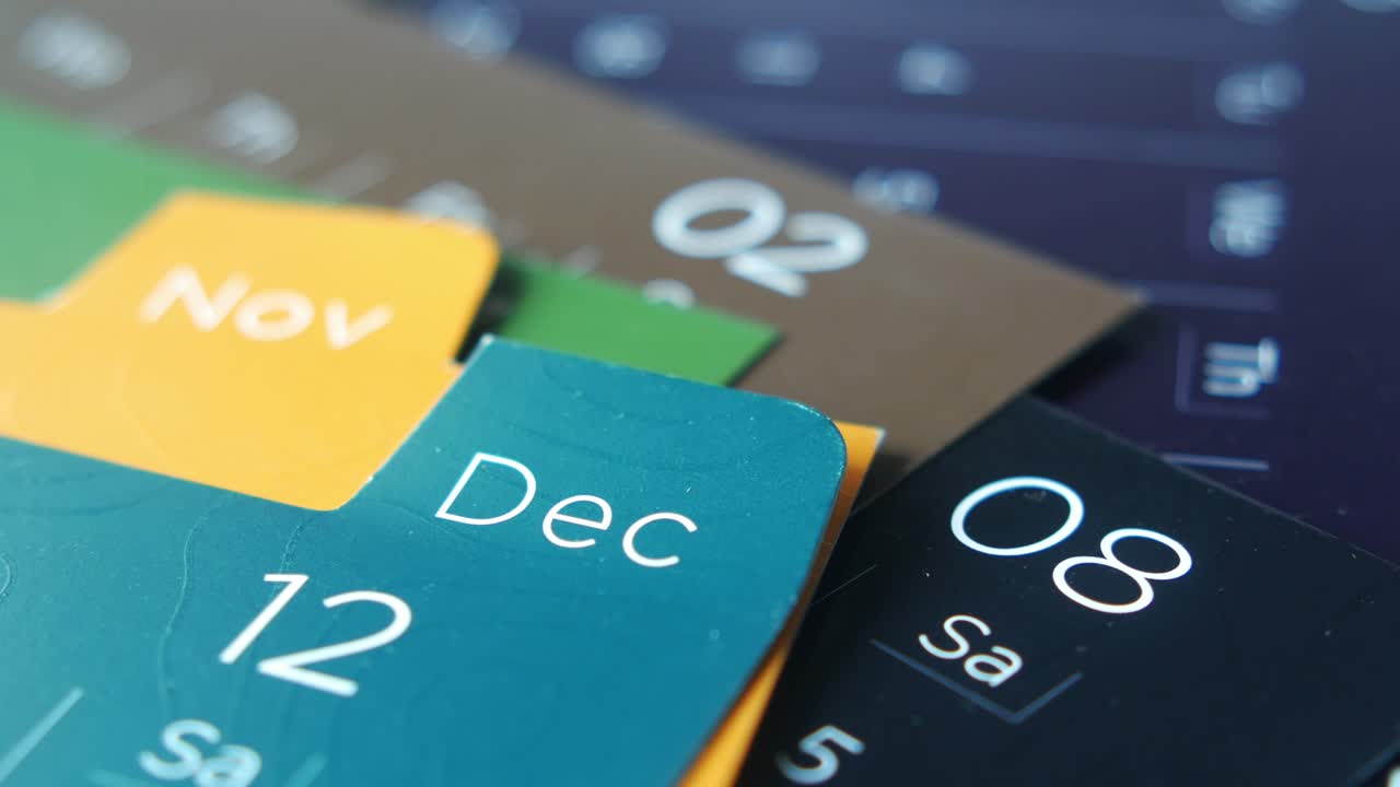 Close-up of a calendar with the date December 12th