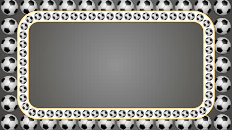 football balls rolling frame border screen soccer gray background