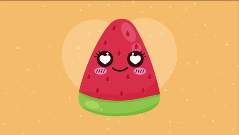 animación de personajes de la fruta de sandía fresca kawaii